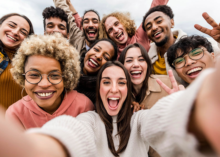 Group of happy millennials